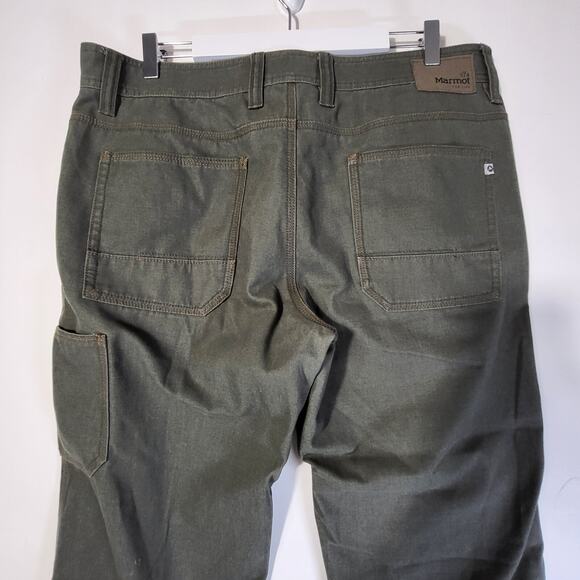 Marmot Mens 36x32 Green Pants Jeans Cotton Cargo - Picture 10 of 12